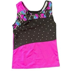Freestyle by Danskin Girls' Activewear Tank Top Cut out back design Rhine stud